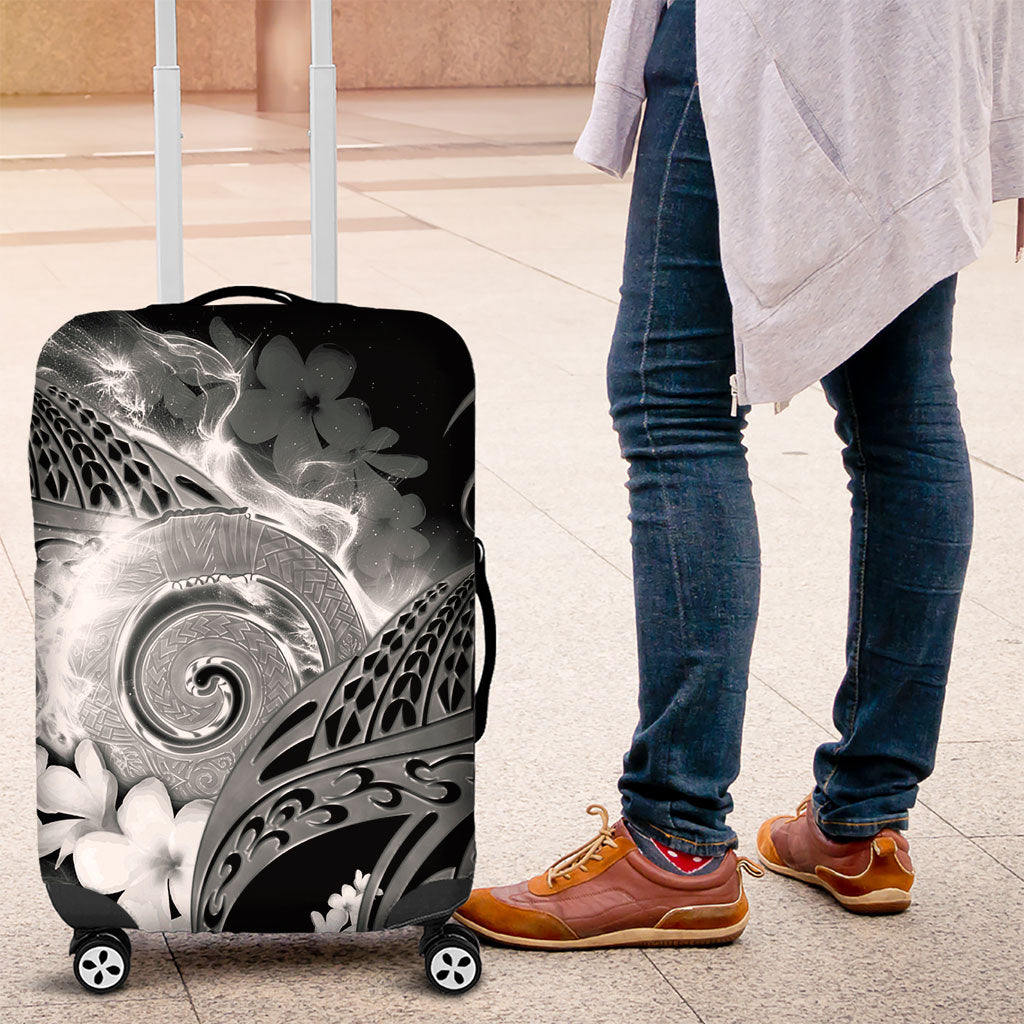 Piko Hawaiian Luggage Cover Monochrome Galaxy Spiral Plumeria Tribal Patterns