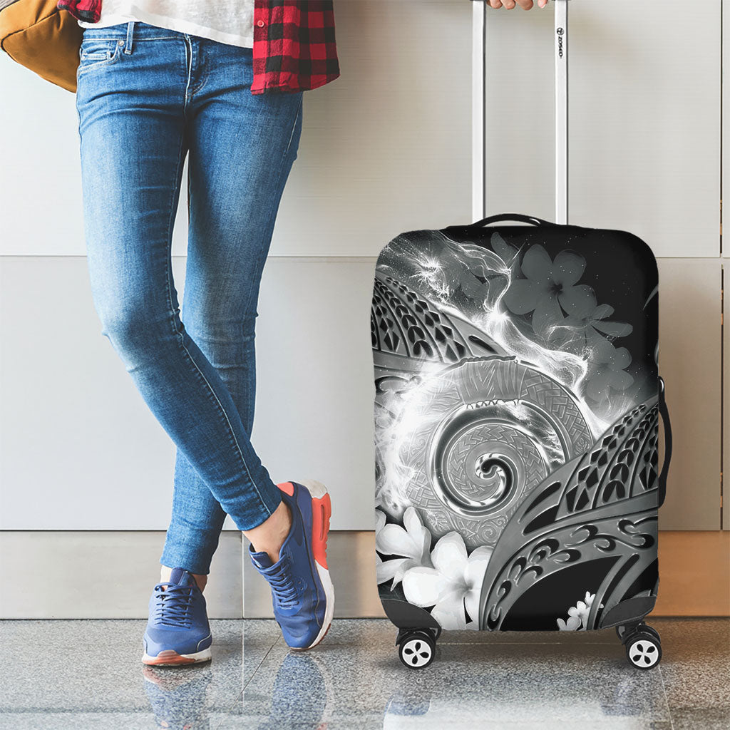 Piko Hawaiian Luggage Cover Monochrome Galaxy Spiral Plumeria Tribal Patterns