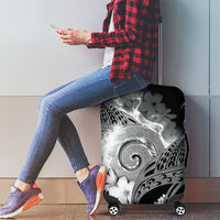 Piko Hawaiian Luggage Cover Monochrome Galaxy Spiral Plumeria Tribal Patterns