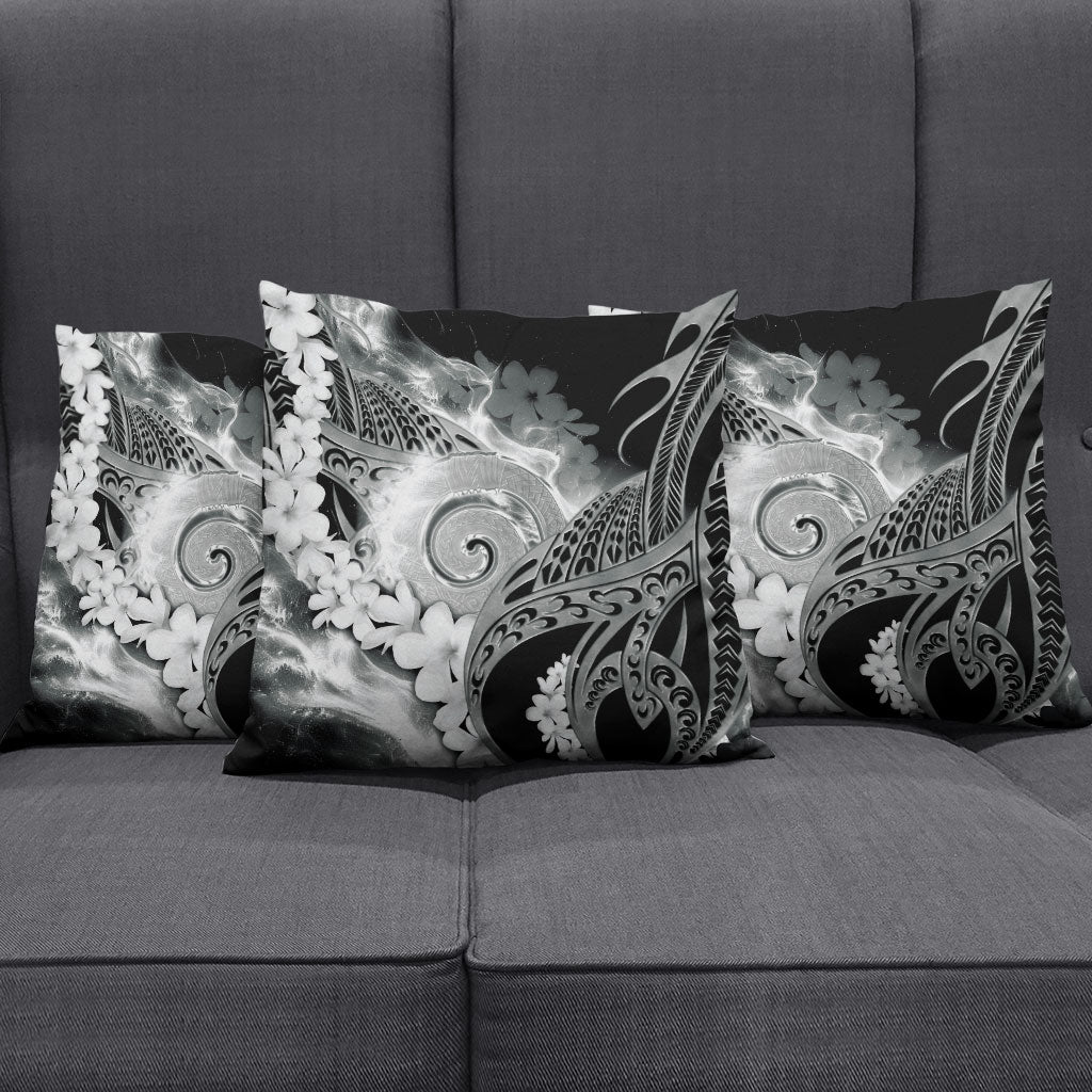 Piko Hawaiian Pillow Cover Monochrome Galaxy Spiral Plumeria Tribal Patterns