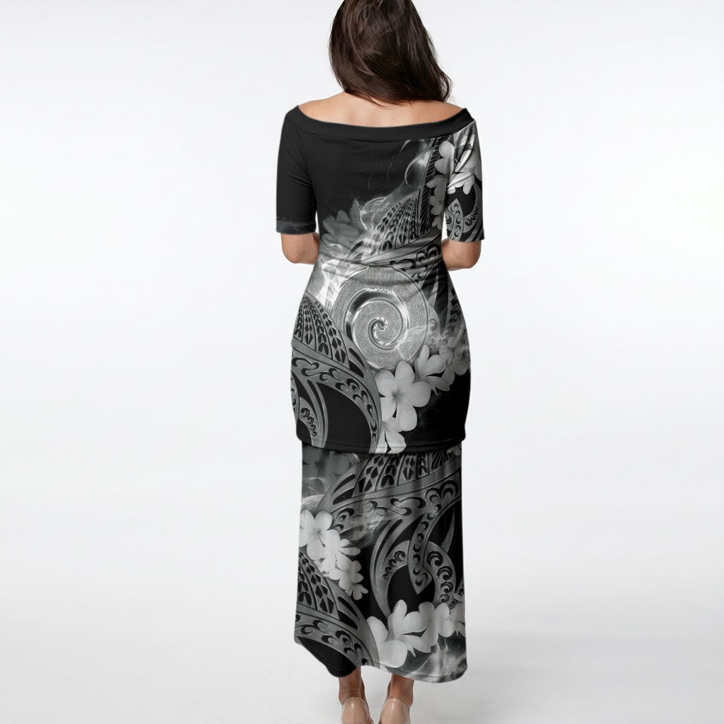 Piko Hawaiian Puletasi Monochrome Galaxy Spiral Plumeria Tribal Patterns