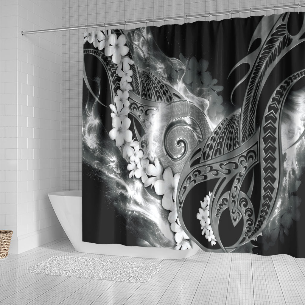 Piko Hawaiian Shower Curtain Monochrome Galaxy Spiral Plumeria Tribal Patterns