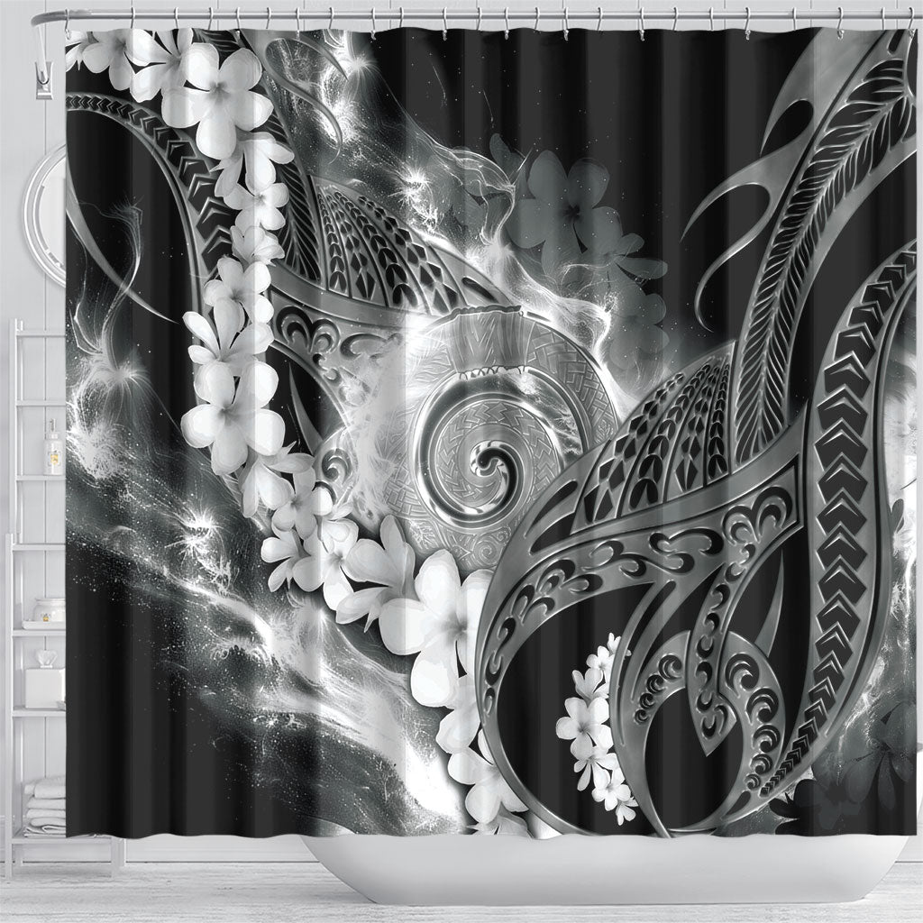 Piko Hawaiian Shower Curtain Monochrome Galaxy Spiral Plumeria Tribal Patterns