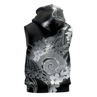 Piko Hawaiian Sleeveless Zip Hoodie Monochrome Galaxy Spiral Plumeria Tribal Patterns