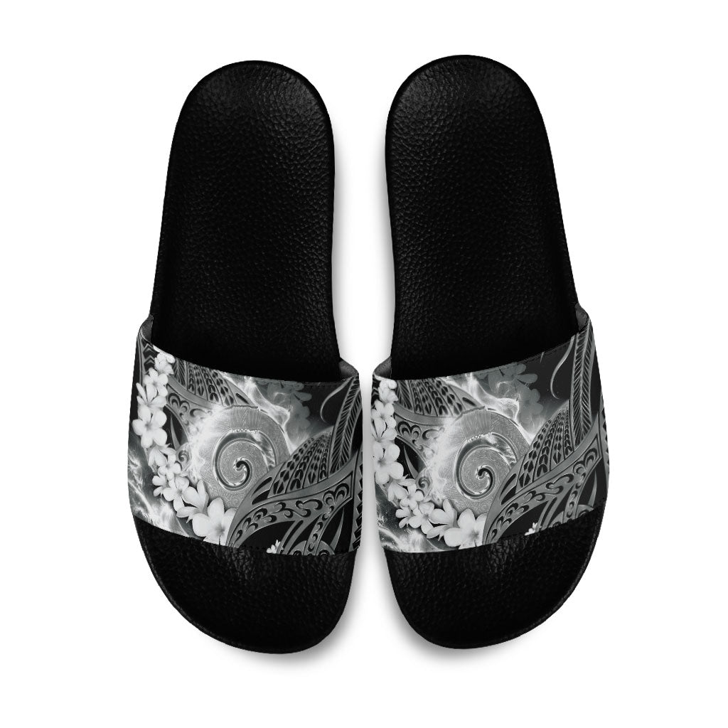 Piko Hawaiian Slide Sandals Monochrome Galaxy Spiral Plumeria Tribal Patterns