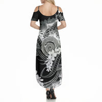 Piko Hawaiian Summer Maxi Dress Monochrome Galaxy Spiral Plumeria Tribal Patterns