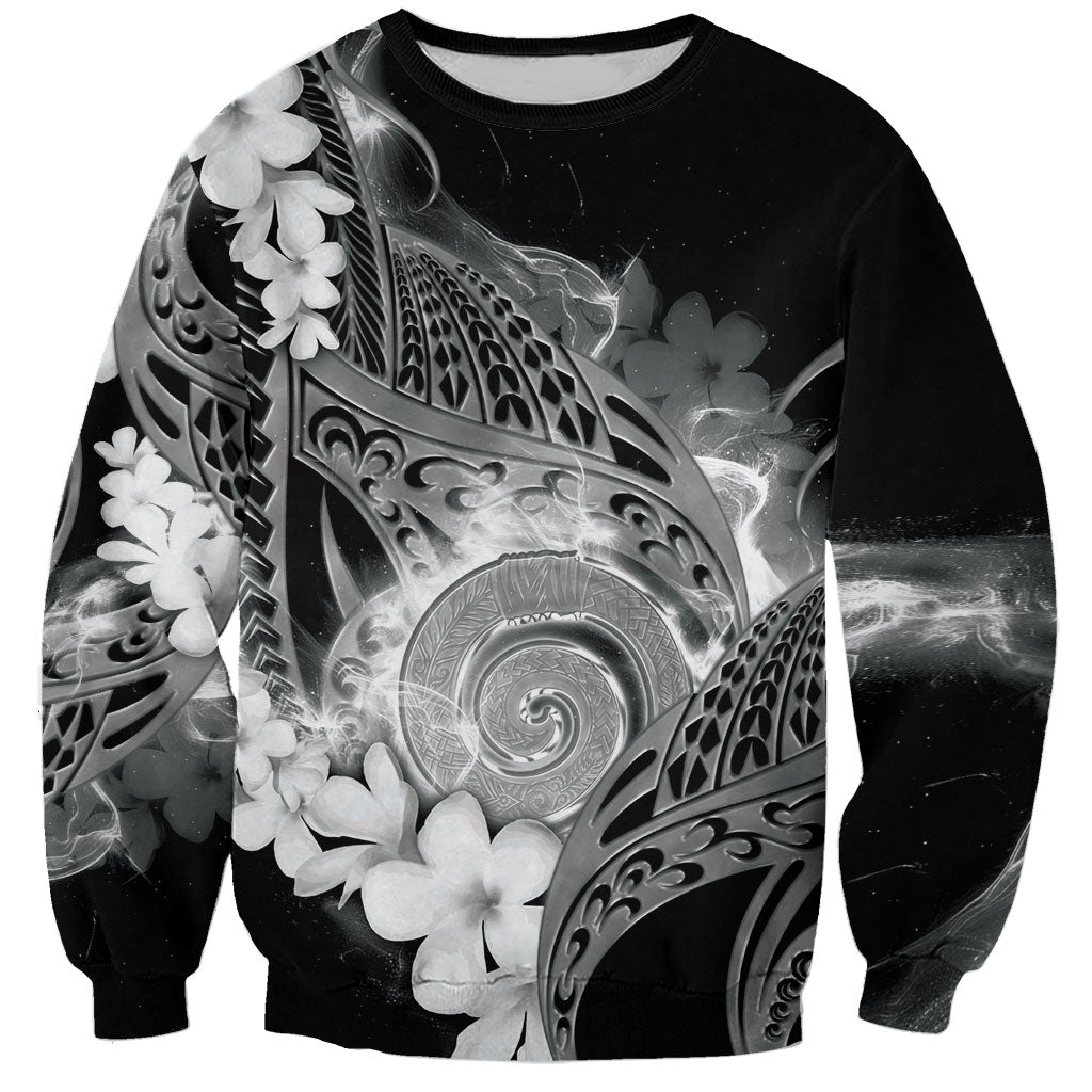Piko Hawaiian Sweatshirt Monochrome Galaxy Spiral Plumeria Tribal Patterns