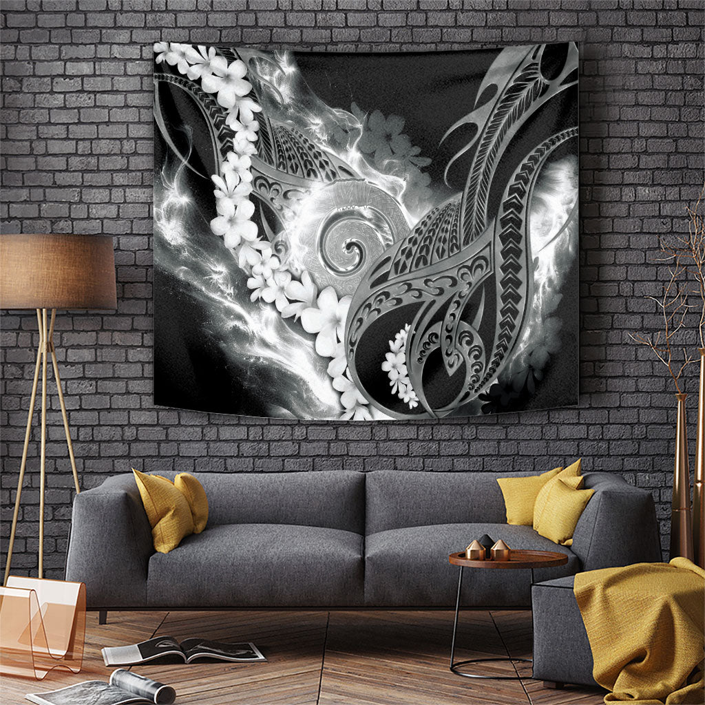 Piko Hawaiian Tapestry Monochrome Galaxy Spiral Plumeria Tribal Patterns