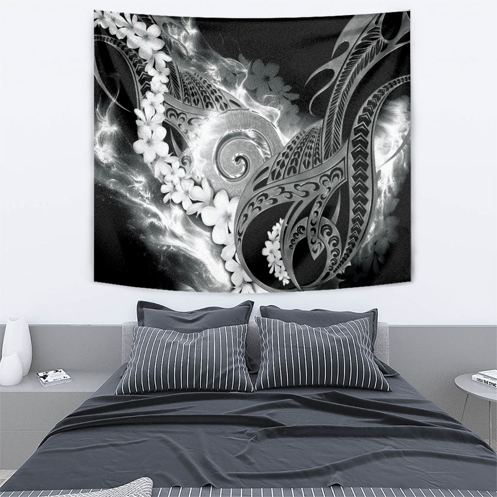 Piko Hawaiian Tapestry Monochrome Galaxy Spiral Plumeria Tribal Patterns