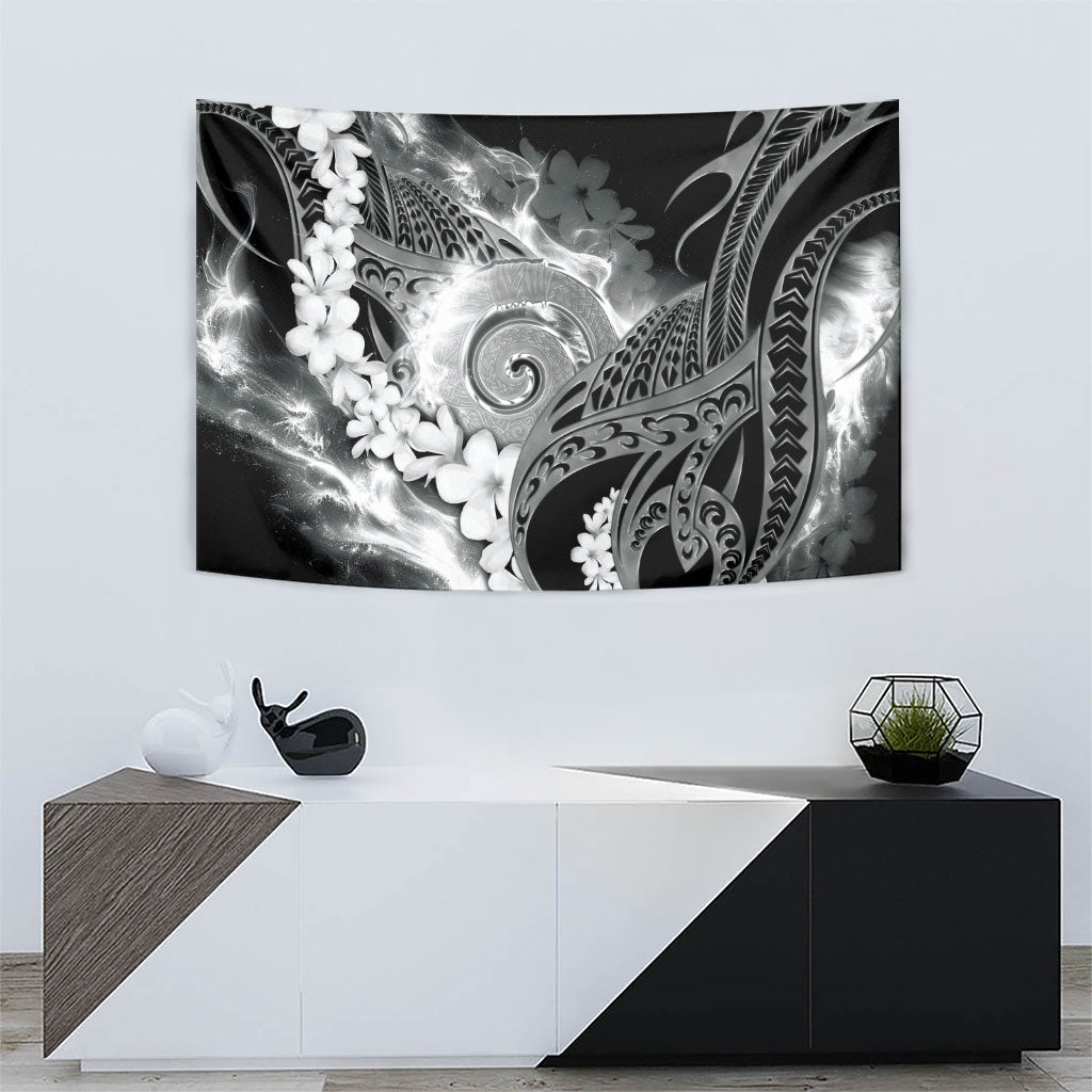 Piko Hawaiian Tapestry Monochrome Galaxy Spiral Plumeria Tribal Patterns