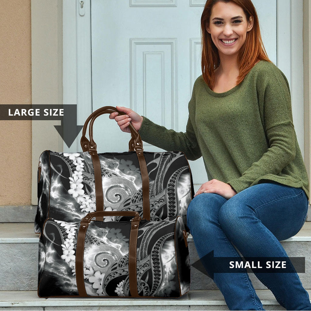 Piko Hawaiian Travel Bag Monochrome Galaxy Spiral Plumeria Tribal Patterns