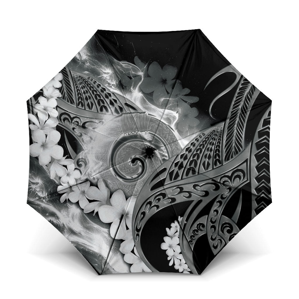 Piko Hawaiian Umbrella Monochrome Galaxy Spiral Plumeria Tribal Patterns DT05 One Size Folded 11.42 inch Opened Diameter 37.4 inch Black - Polynesian Pride