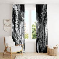 Piko Hawaiian Window Curtain Monochrome Galaxy Spiral Plumeria Tribal Patterns
