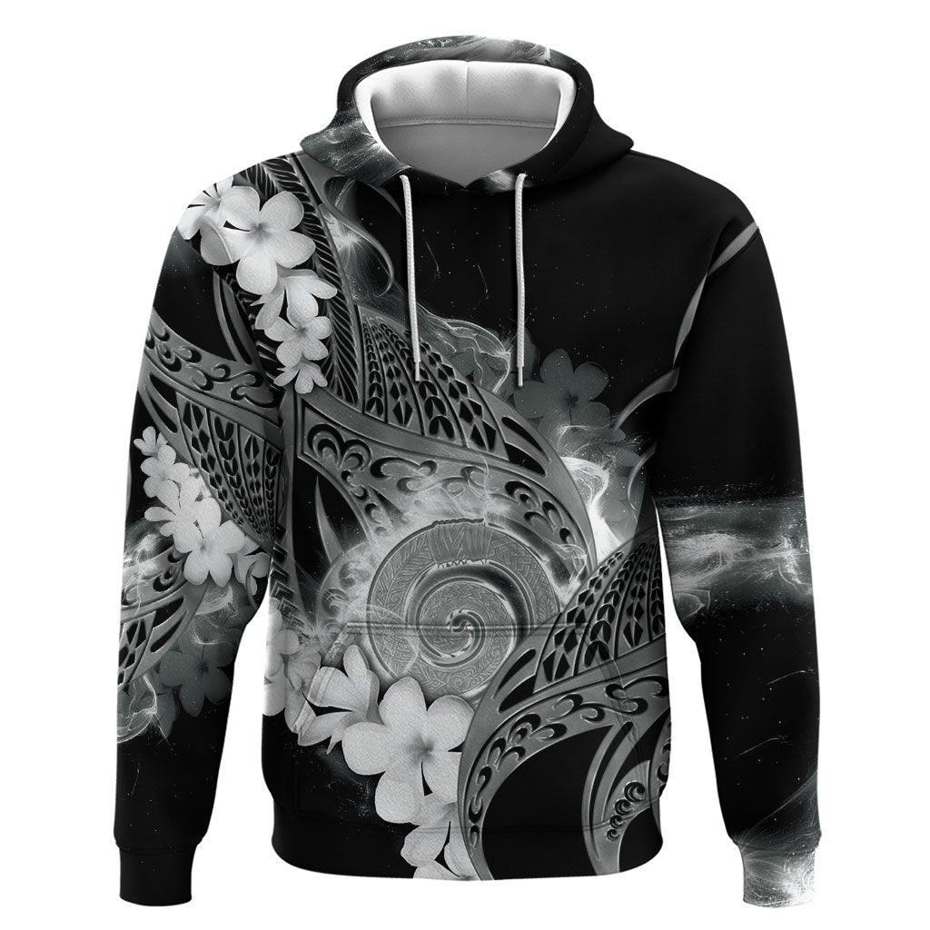 Piko Hawaiian Zip Hoodie Monochrome Galaxy Spiral Plumeria Tribal Patterns