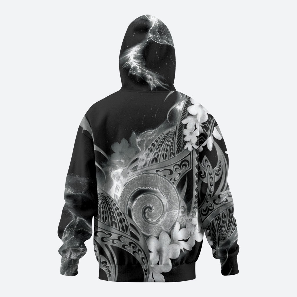 Piko Hawaiian Zip Hoodie Monochrome Galaxy Spiral Plumeria Tribal Patterns