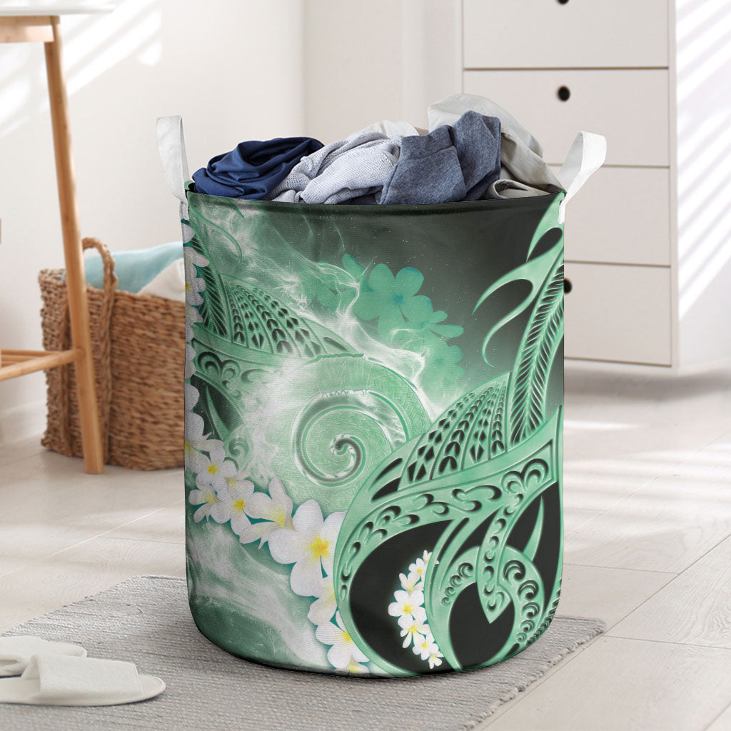 Piko Hawaiian Laundry Basket Green Galaxy Spiral Plumeria Tribal Patterns DT05 Green - Polynesian Pride
