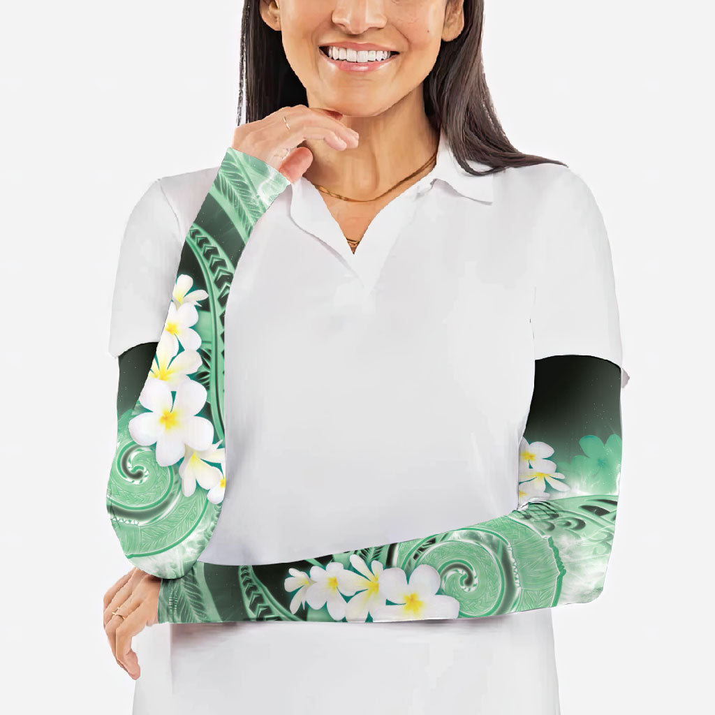 Piko Hawaiian Arm Sleeves Green Galaxy Spiral Plumeria Tribal Patterns