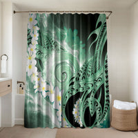 Piko Hawaiian Bathroom Set Green Galaxy Spiral Plumeria Tribal Patterns
