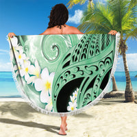 Piko Hawaiian Beach Blanket Green Galaxy Spiral Plumeria Tribal Patterns