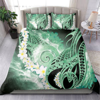 Piko Hawaiian Bedding Set Green Galaxy Spiral Plumeria Tribal Patterns