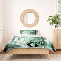 Piko Hawaiian Bedding Set Green Galaxy Spiral Plumeria Tribal Patterns
