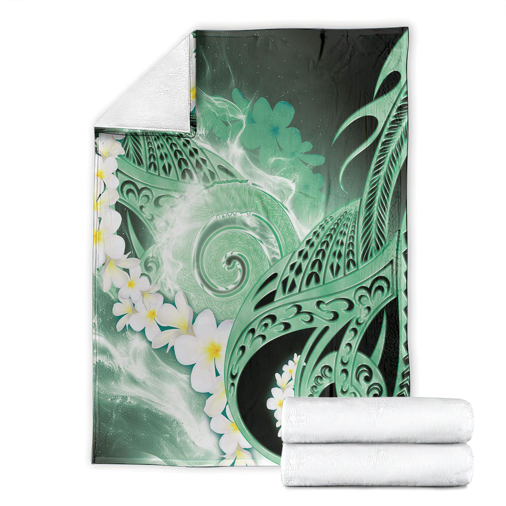 Piko Hawaiian Blanket Green Galaxy Spiral Plumeria Tribal Patterns
