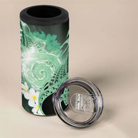 Piko Hawaiian 4 in 1 Can Cooler Tumbler Green Galaxy Spiral Plumeria Tribal Patterns