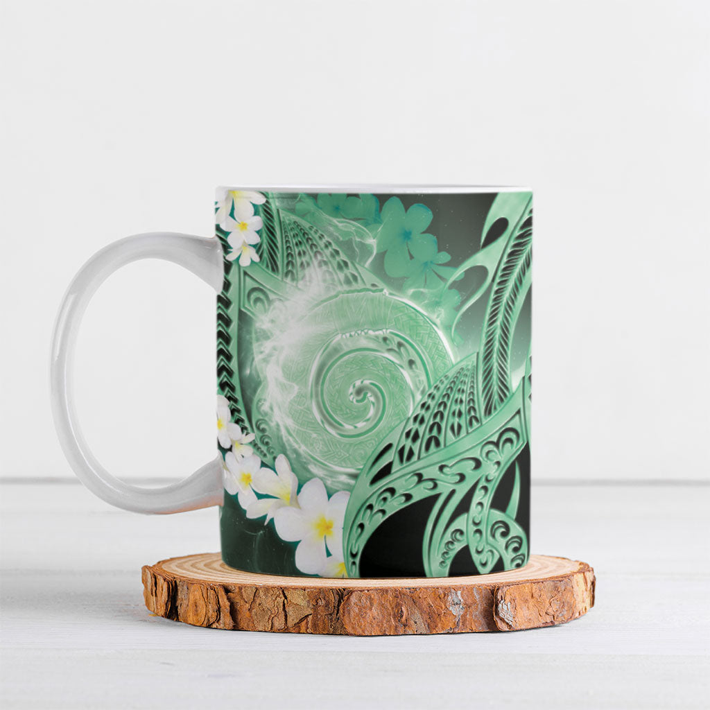 Piko Hawaiian Ceramic Mug Green Galaxy Spiral Plumeria Tribal Patterns DT05 Green - Polynesian Pride