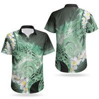 Piko Hawaiian Couples Matching Tank Maxi Dress and Hawaiian Shirt Green Galaxy Spiral Plumeria Tribal Patterns