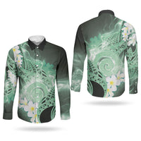 Piko Hawaiian Couples Matching Tank Maxi Dress and Long Sleeve Button Shirt Green Galaxy Spiral Plumeria Tribal Patterns