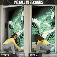 Piko Hawaiian Door Cover Green Galaxy Spiral Plumeria Tribal Patterns
