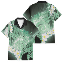 Piko Hawaiian Family Matching Tank Maxi Dress and Hawaiian Shirt Green Galaxy Spiral Plumeria Tribal Patterns
