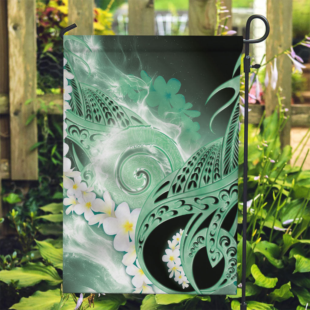 Piko Hawaiian Garden Flag Green Galaxy Spiral Plumeria Tribal Patterns