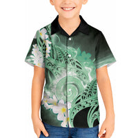 Piko Hawaiian Hawaiian Shirt Green Galaxy Spiral Plumeria Tribal Patterns