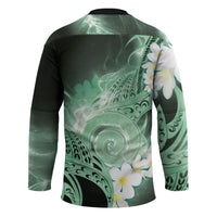 Piko Hawaiian Hockey Jersey Green Galaxy Spiral Plumeria Tribal Patterns