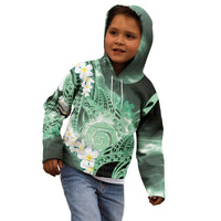 Piko Hawaiian Kid Hoodie Green Galaxy Spiral Plumeria Tribal Patterns