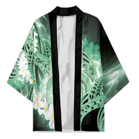 Piko Hawaiian Kimono Green Galaxy Spiral Plumeria Tribal Patterns