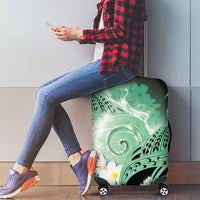 Piko Hawaiian Luggage Cover Green Galaxy Spiral Plumeria Tribal Patterns