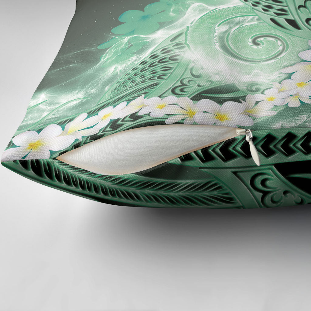 Piko Hawaiian Pillow Cover Green Galaxy Spiral Plumeria Tribal Patterns