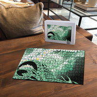 Piko Hawaiian Puzzle Green Galaxy Spiral Plumeria Tribal Patterns