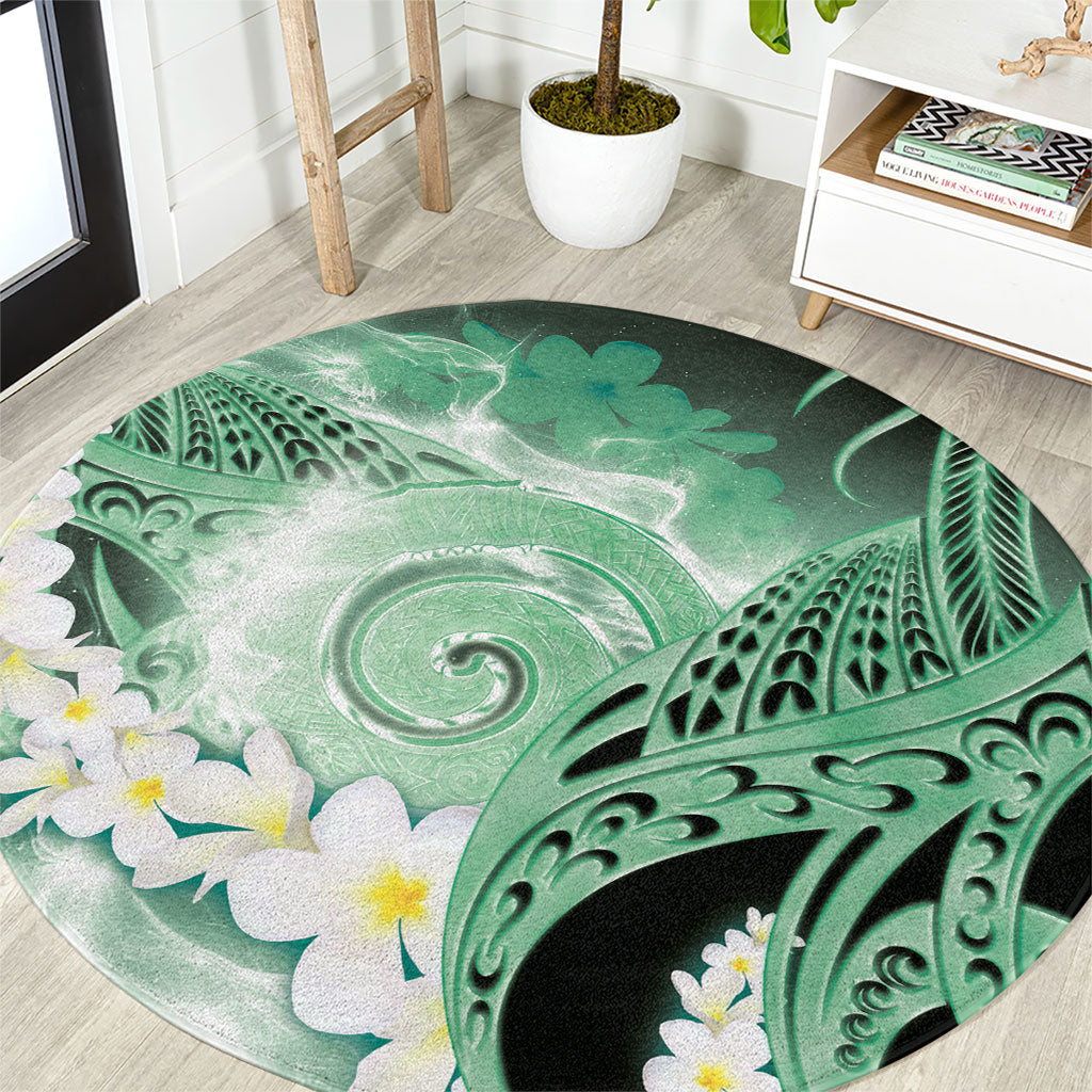 Piko Hawaiian Round Carpet Green Galaxy Spiral Plumeria Tribal Patterns DT05 Green - Polynesian Pride
