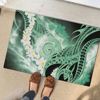Piko Hawaiian Rubber Doormat Green Galaxy Spiral Plumeria Tribal Patterns