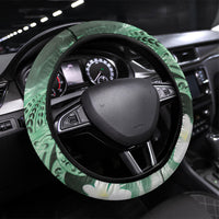 Piko Hawaiian Steering Wheel Cover Green Galaxy Spiral Plumeria Tribal Patterns