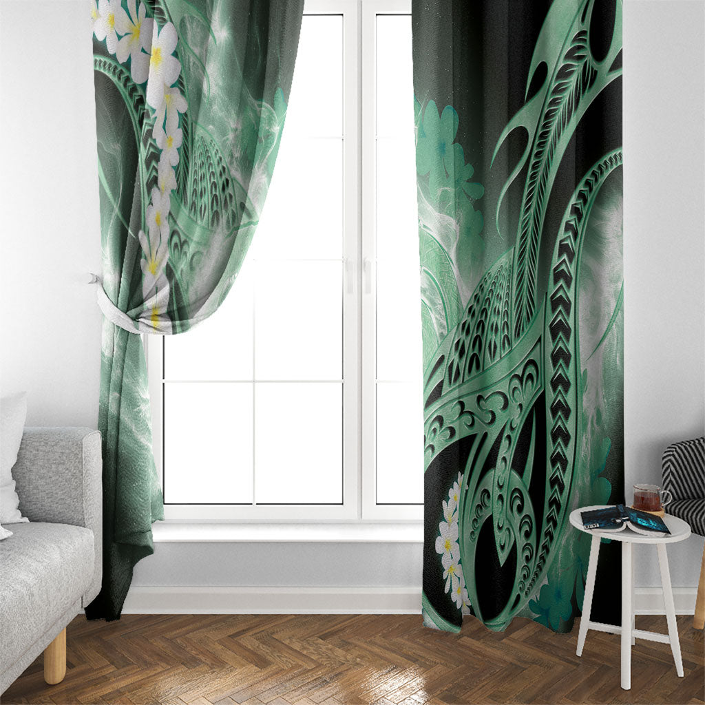 Piko Hawaiian Window Curtain Green Galaxy Spiral Plumeria Tribal Patterns