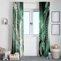 Piko Hawaiian Window Curtain Green Galaxy Spiral Plumeria Tribal Patterns