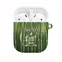 Personalised Fiji Language Week Sugarcane Masi AirPods Case Green Tapa Tribal Pattern