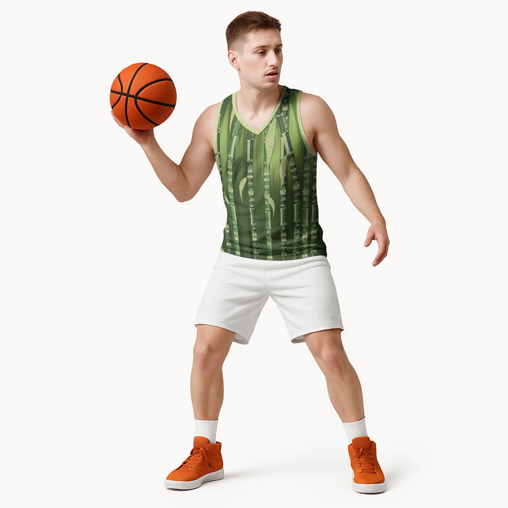 Personalised Fiji Language Week Sugarcane Masi Basketball Jersey Green Tapa Tribal Pattern