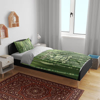 Personalised Fiji Language Week Sugarcane Masi Bedding Set Green Tapa Tribal Pattern