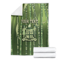 Personalised Fiji Language Week Sugarcane Masi Blanket Green Tapa Tribal Pattern