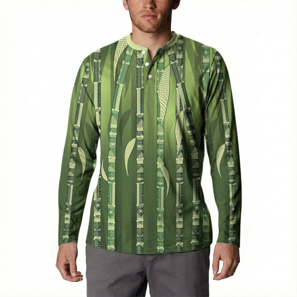 Personalised Fiji Language Week Sugarcane Masi Button Sweatshirt Green Tapa Tribal Pattern